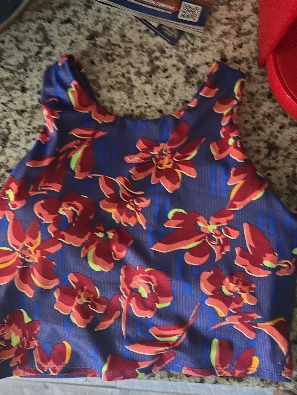 Athleta Blue Floral Crop Tank Bra